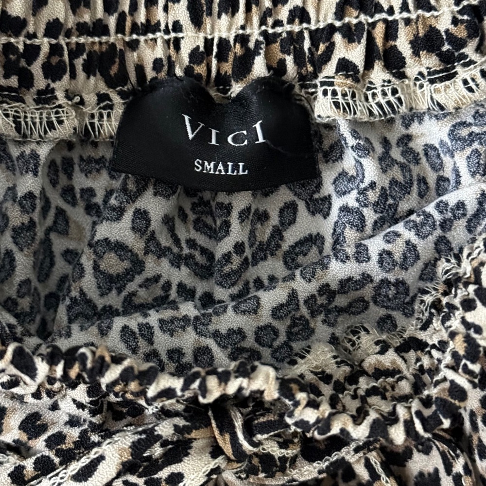VICI Leopard Print Boho Flowy Mini Skirt Elastic Tie Waist Size‎ Small - Picture 5 of 7